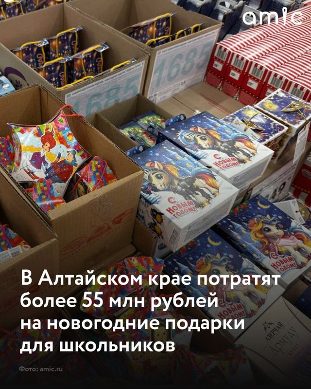 Алтайский центр ресурсного обеспечения системы образования ищет подрядчика, который создаст более 120 тыс. новогодних подарков для учеников 1–4-х классов. Информация об этом появилась на портале ЕИС "Закупки". - Amic.ru, 18.09.2026