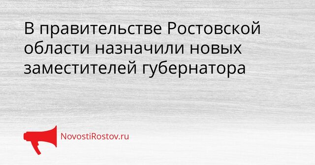 В правительстве Ростовской области назначили новых заместителей губернатора - NovostiRostov, 23.03.2026