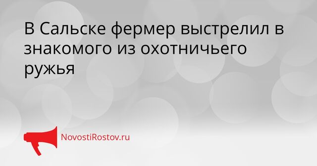 В Сальске фермер выстрелил в знакомого из охотничьего ружья - NovostiRostov, 23.03.2026