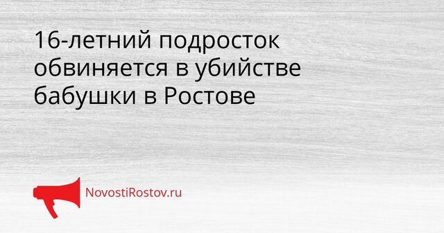 16-летний подросток обвиняется в убийстве бабушки в Ростове - NovostiRostov, 31.03.2026