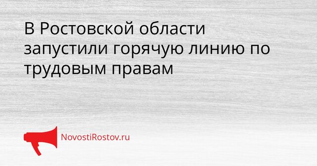В Ростовской области запустили горячую линию по трудовым правам В Ростовской области запустили горячую линию по трудовым правам - NovostiRostov, 16.04.2026