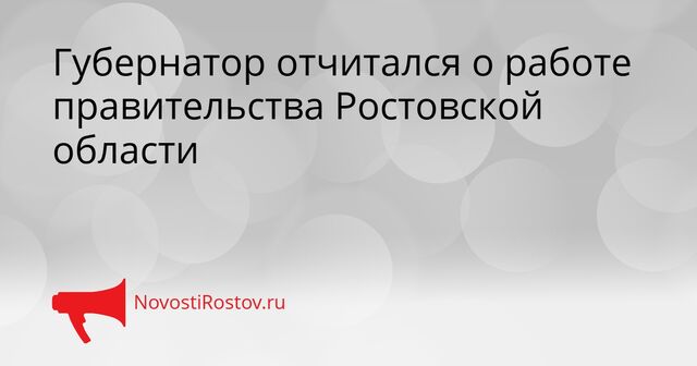 Губернатор отчитался о работе правительства Ростовской области - NovostiRostov, 17.04.2026