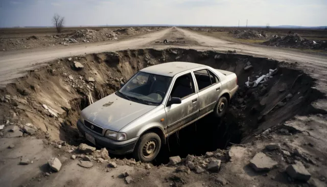 В Ростове иномарка ушла под землю на Вересаева, ее доставали краном - Privet-Rostov.ru -  Главные новости Ростова и Ростовской области, 03.11.2025