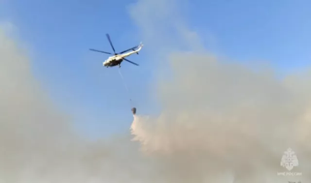В Хреновом под Воронежем с помощью вертолёта тушат пожар на 10 гектарах - Новости Воронежа, 01.10.2024