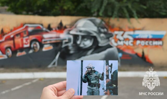 Граффити с портретом героя появилось на стене пожарной части в Воронеже - Новости Воронежа, 18.09.2025
