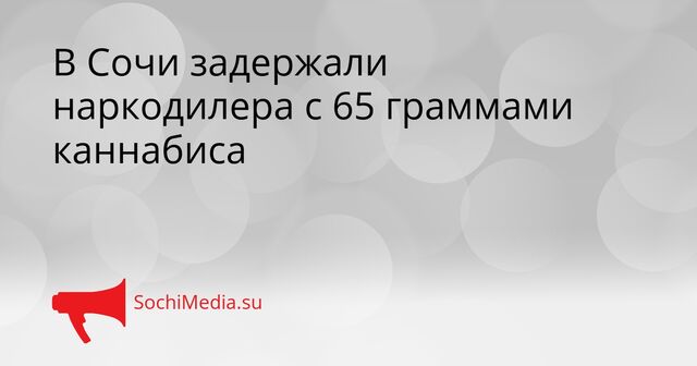 В Сочи задержали наркодилера с 65 граммами каннабиса - SochiMedia, 21.03.2026