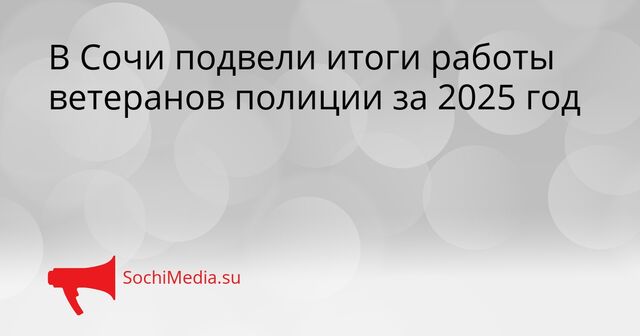 В Сочи подвели итоги работы ветеранов полиции за 2025 год - SochiMedia, 07.04.2026