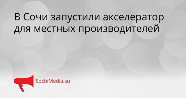 В Сочи запустили акселератор для местных производителей - SochiMedia, 10.04.2026