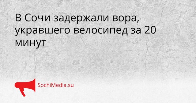 В Сочи задержали вора, укравшего велосипед за 20 минут - SochiMedia, 15.04.2026