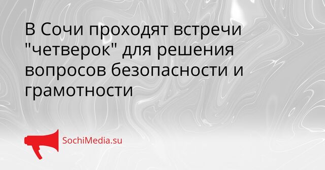 В Сочи проходят встречи "четверок" для решения вопросов безопасности и грамотности - SochiMedia, 29.04.2026