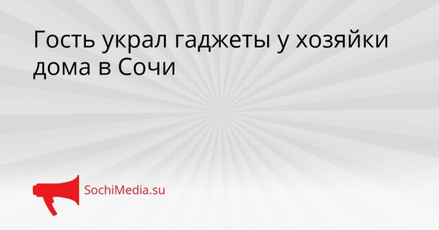 Гость украл гаджеты у хозяйки дома в Сочи - SochiMedia, 30.04.2026