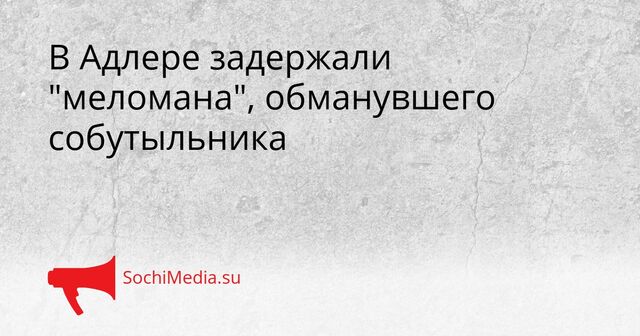 В Адлере задержали "меломана", обманувшего собутыльника - SochiMedia, 16.05.2026