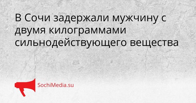 В Сочи задержали мужчину с двумя килограммами сильнодействующего вещества - SochiMedia, 26.05.2026