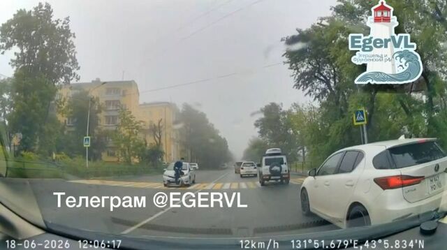 Игра в боулинг: подросток на электросамокате выскочил под колеса автомобиля во Владивостоке - PRIMPRESS, 18.06.2026