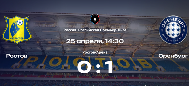 Снова домашнее поражение: «Ростов» уступил «Оренбургу» на своем поле с минимальным счетом - Новости Ростова-на-Дону - последние новости Ростова-на-Дону сегодня на 1rnd.ru, 25.04.2026