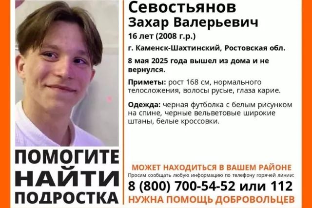 Под Ростовом ищут 16-летнего подростка, пропавшего перед Днем Победы - Privet-Rostov.ru -  Главные новости Ростова и Ростовской области, 10.05.2025
