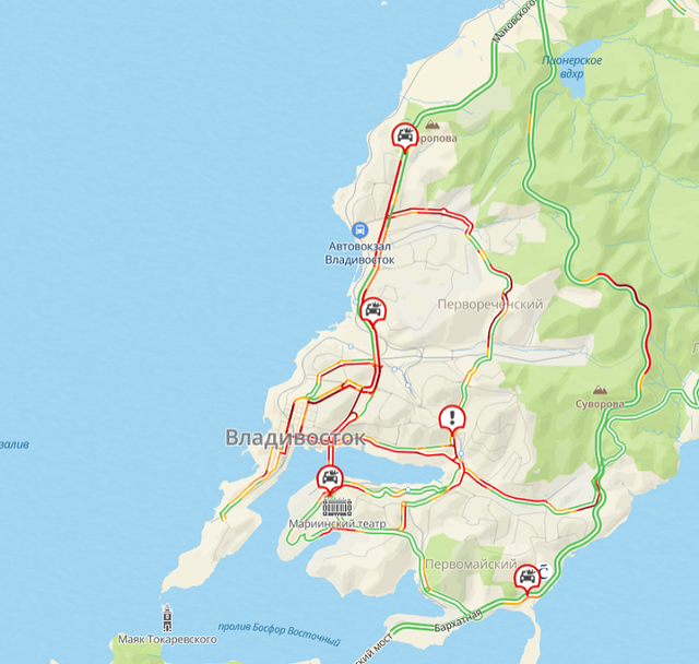 Стоим и без «выделенки»: пробки 9 баллов во Владивостоке - Vladnews.ru - Новости Владивосток и Дальнего Востока, 12.11.2025