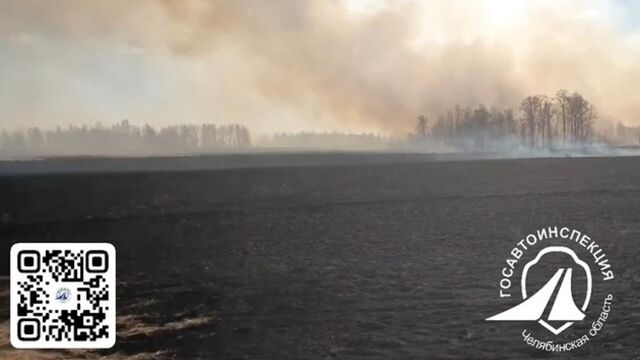 Под Челябинском перекрыли участок дороги из-за ландшафтного пожара - Телекомпания ОТВ. Челябинское областное телевидение, 05.04.2026