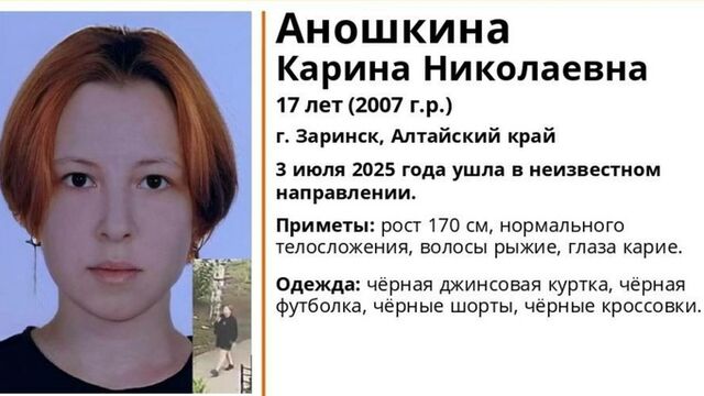 17-летняя девушка, пропавшая в Заринске, могла уйти из дома из-за конфликта с родителями - ИА Амител, 10.07.2025