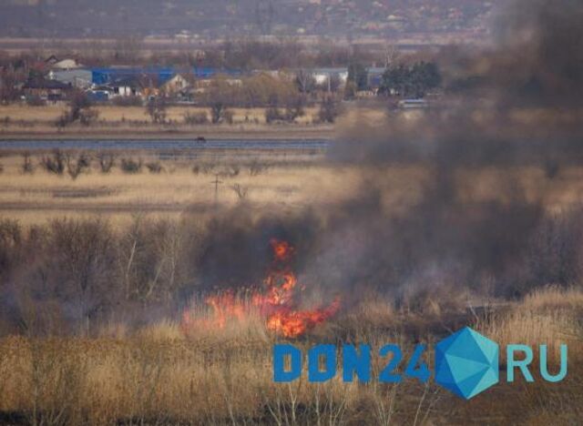 Есть фото: в Ростовской области недалеко от жилых домов разгорелся ландшафтный пожар - ДОН24, 14.03.2025