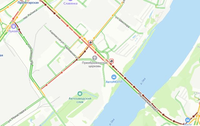 Два ДТП парализовали движение на Мызинском мосту в Нижнем Новгороде - НИА Нижний Новгород, 19.05.2025