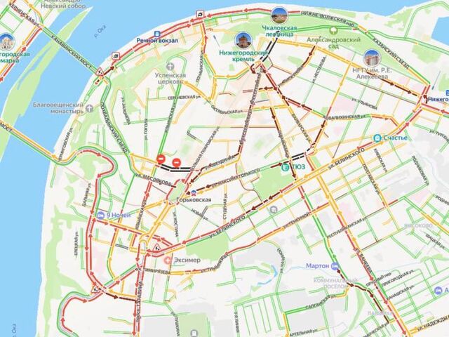 9-балльные пробки парализовали Нижний Новгород вечером 11 июня - НИА Нижний Новгород, 11.06.2025