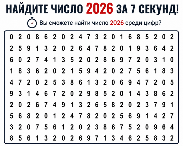 Быстрая тренировка зрения: найдите число 2026 за 6 секунд - AmurMedia: Лента новостей, 10.05.2026