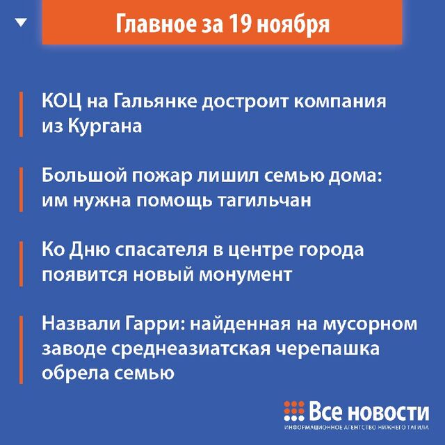 О главном за день - коротко: - Все новости Нижнего Тагила, 19.11.2025